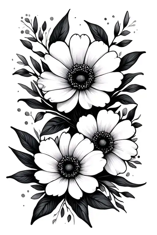 Simple Minimal With Family Birth Month Flowers Tattoo