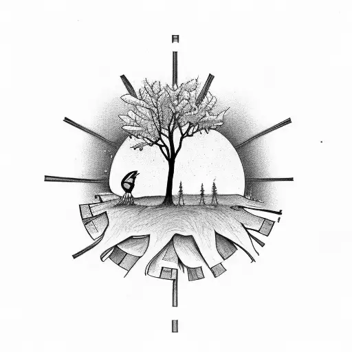 An Old Film Strip As A Base With A Zoomed In Tree And A Woodpecker As The Centerpiece