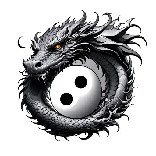 Yin Yang With Two Head Dragon