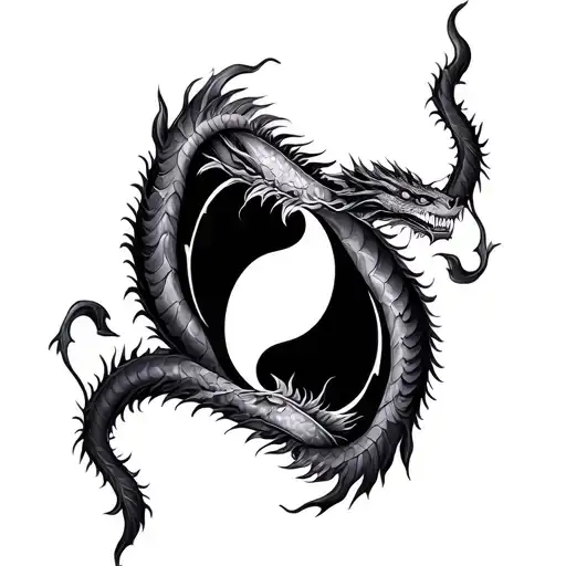 Yin Yang With Two Head Dragon