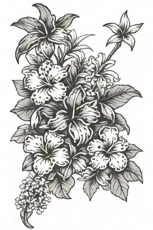 Hawaiian Islands With April And December Birth Flower