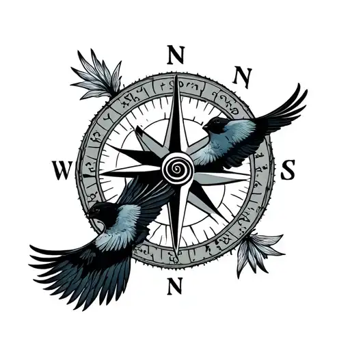 Compass Person Birds Flying