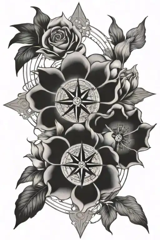 Ocean Compass Flowers Intertwined