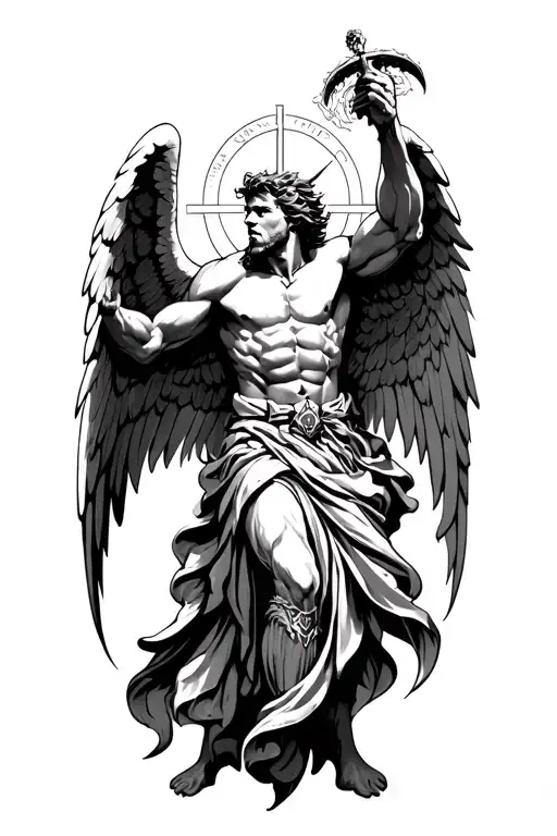 Archangel Saint Michael Killing Demon