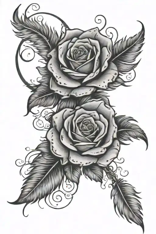 Feather Moon Rose Wrapped