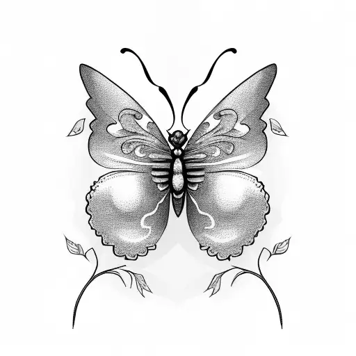 A Butterfly Made Of Flowers With The Word 'Breathe' Integrated Into The Design In A Black-grey Style