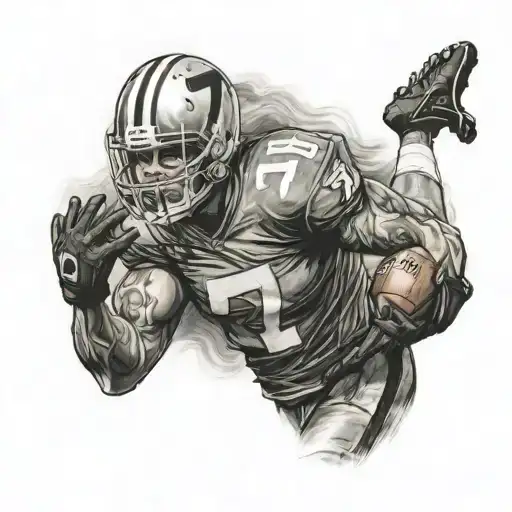 A Realistic Depiction Of A Football Player In Of The Jersey Number 7