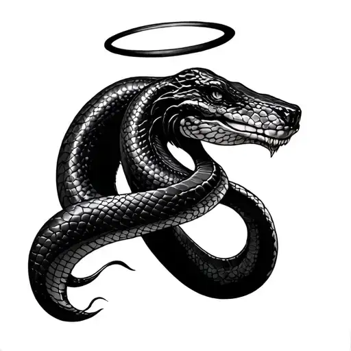 Black Mamba With Halo Tattoo Design