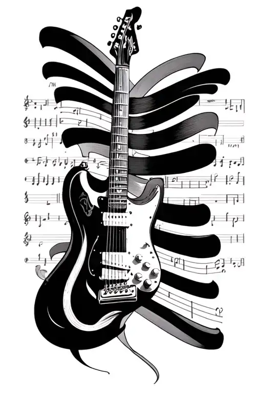 Guitar Piano Sheet Music Notes Cassette Tape Intertwined