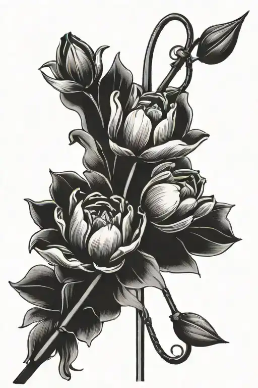 Fishing Pole Red Tulips Coming