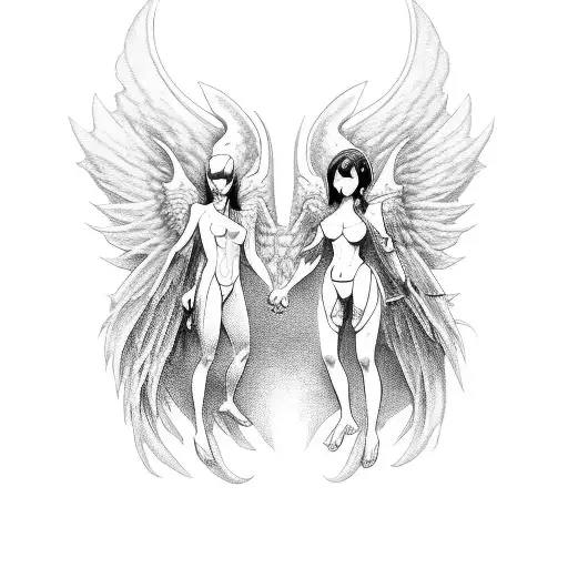 A Demon And A Female Angel