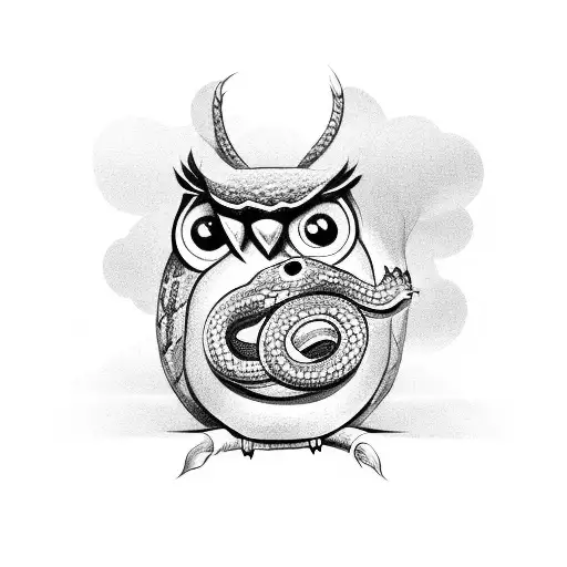Owl Catching A Snake