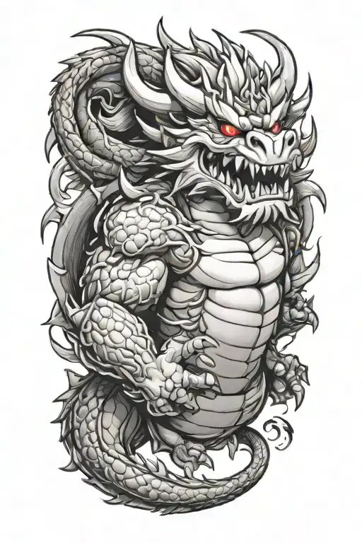 A Bowser Tattoo Design Combined With Dragon Creature Body
