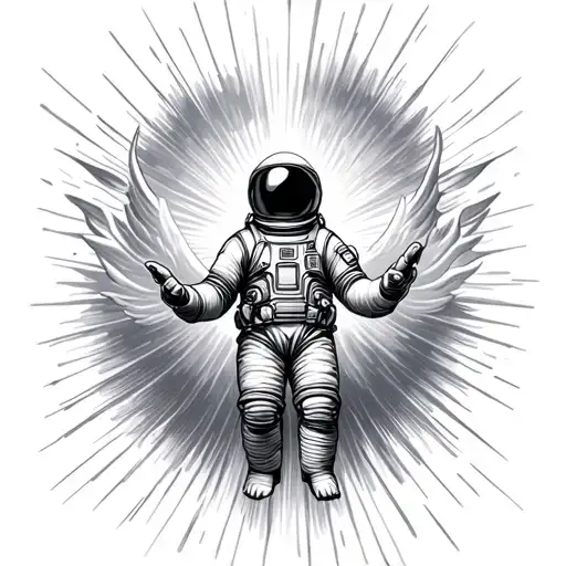 Astronaut Touching Fingers With God In Heaven Gates