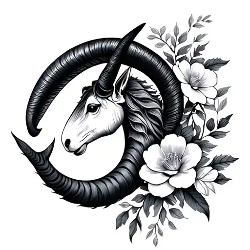 Capricorn Zodiac Sign With Flowers