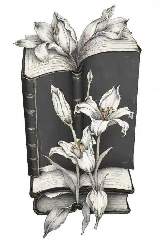 Tulip And Daffodil Flowers Blooming From An Open Book With Pages