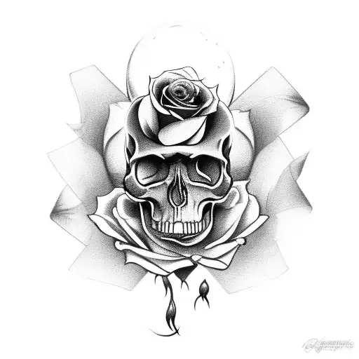 Hourglass With Roses And Skull