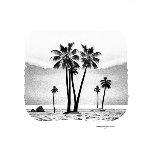 Sunset Palm Trees Beach