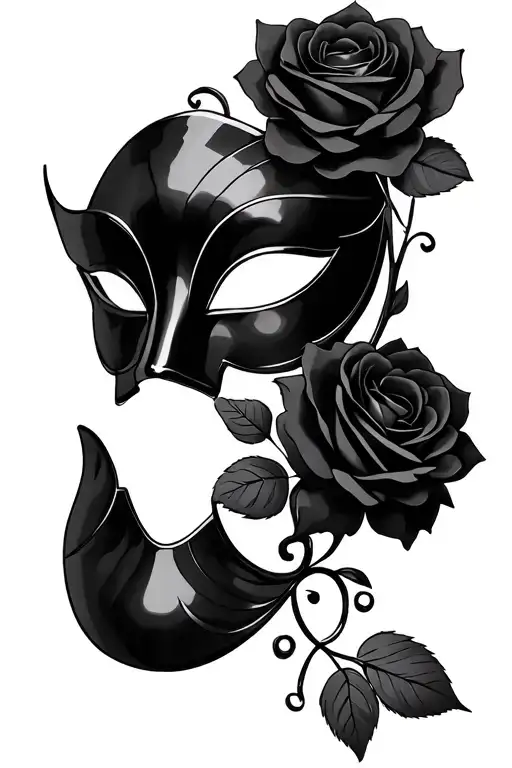 Masquerade Mask With Black Rose Flower