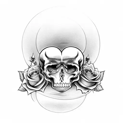 Hourglass And Roses And Skulls