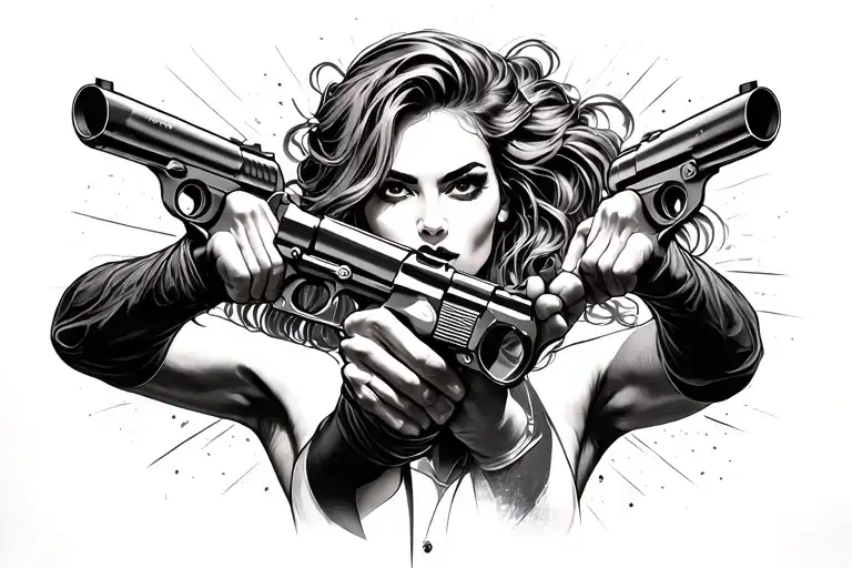 Woman With Gun Barrels