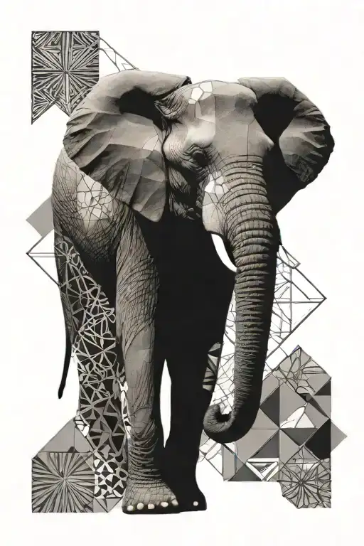 Elephant With Geometric Patterns With Black Side Of Wrist