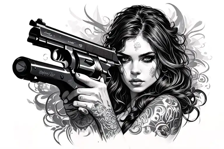 Woman With Gun Intertwined