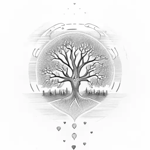 Tree Of Life With A Heart And A Wolf