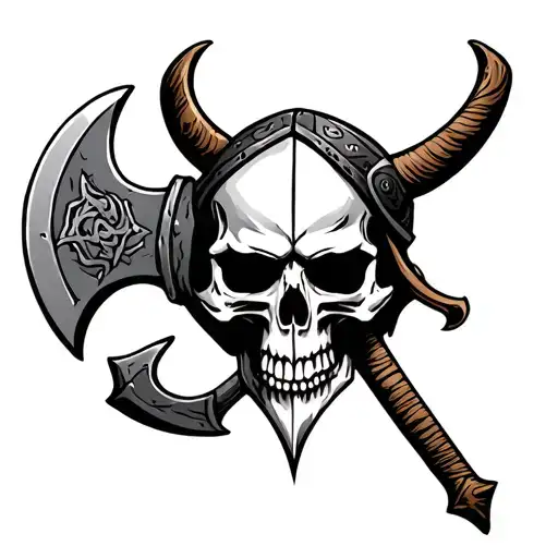 Viking Skull And Axe