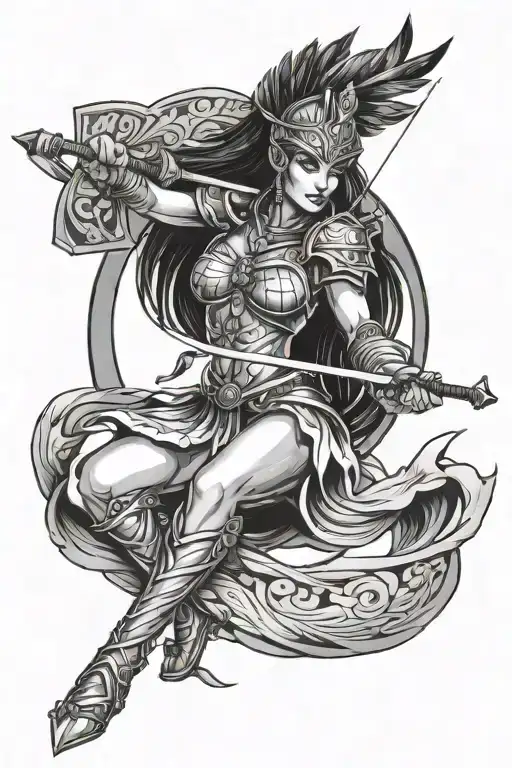 Amazon Warrior Woman Shooting A Bow