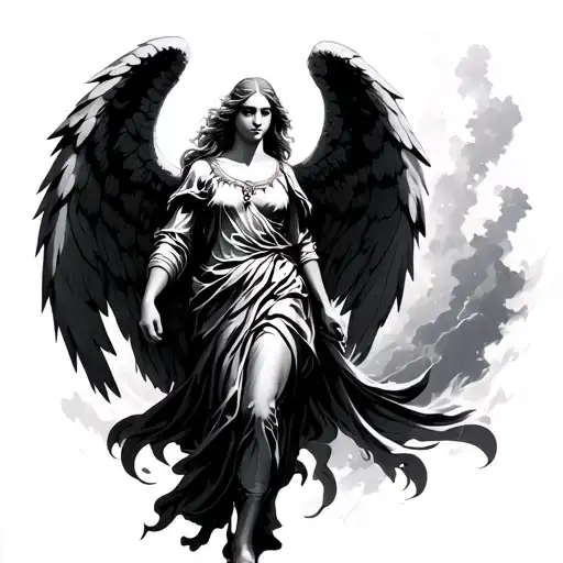 Angel Walking With A Low View Of Epic Shape