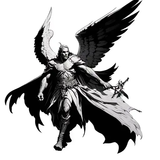 Angel Baron Walking With A Low View Of Epic Battle