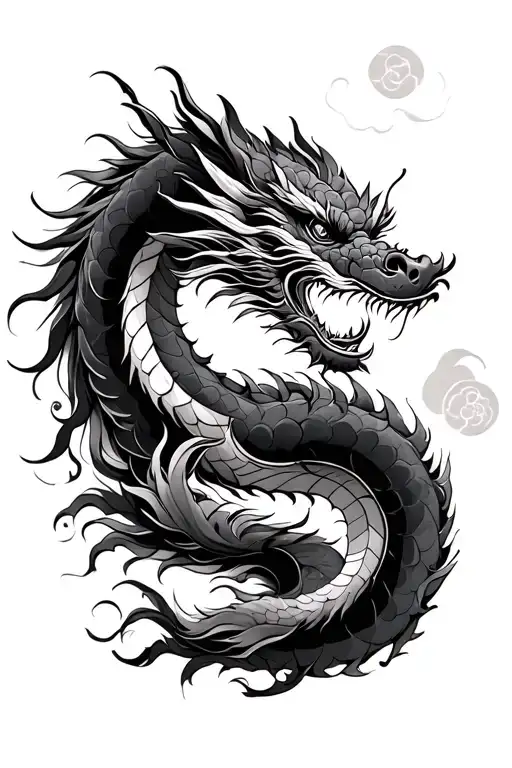 Japanese Mix With A Chinese Dragon Tatto Inspired