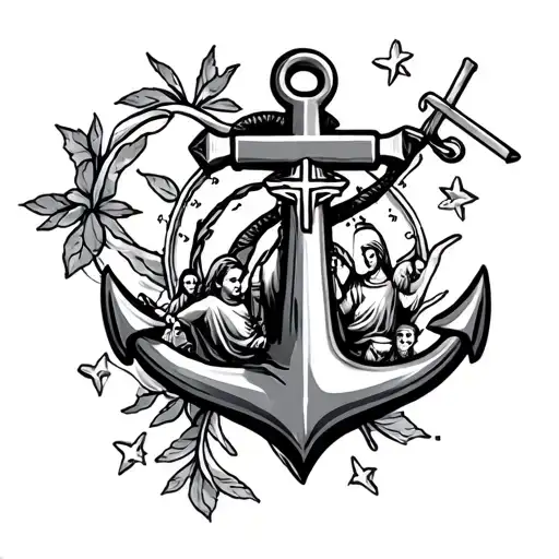 Navy Ship Anchor And Family And Christianity