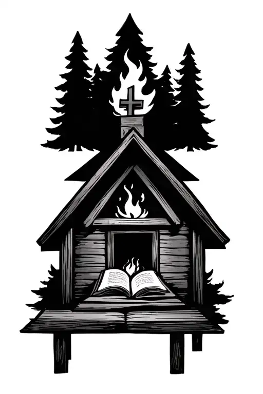 Church Camp Fire And Bible