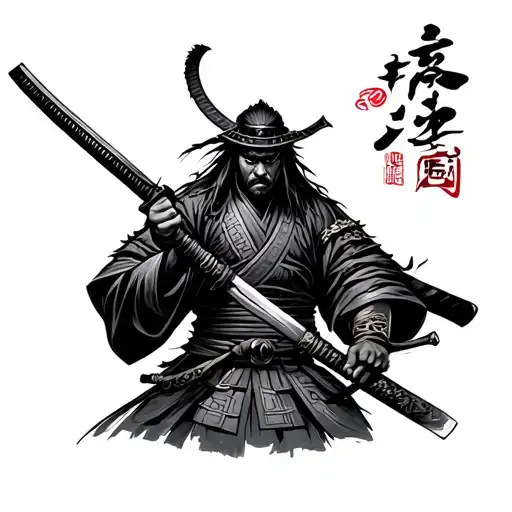 A Samurai Without A Suit With A Katana