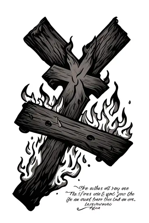 Cross With Camp Fire With Bible Scripture
