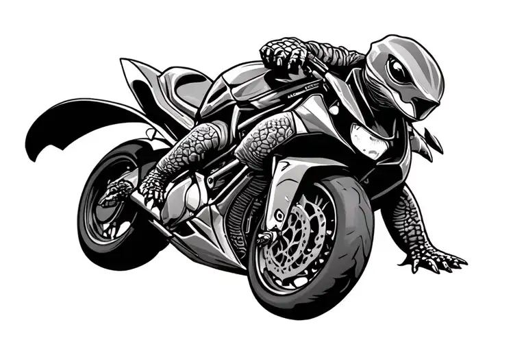 Turtle Riding Sport Bike