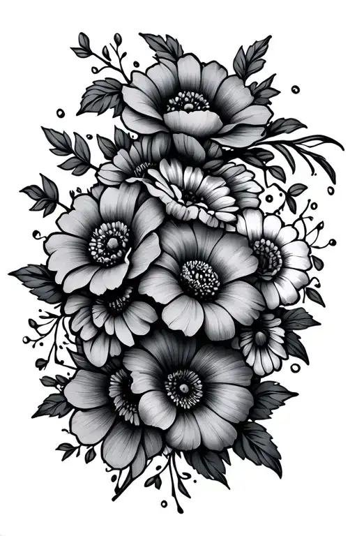 A Line With Lots Of Different Flowers