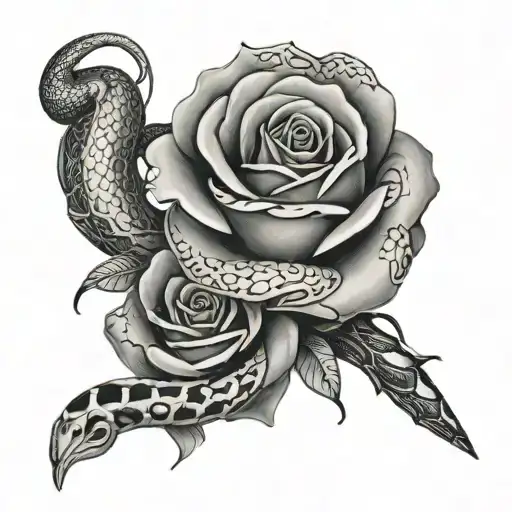 Rose With Snake Wrapped Around It