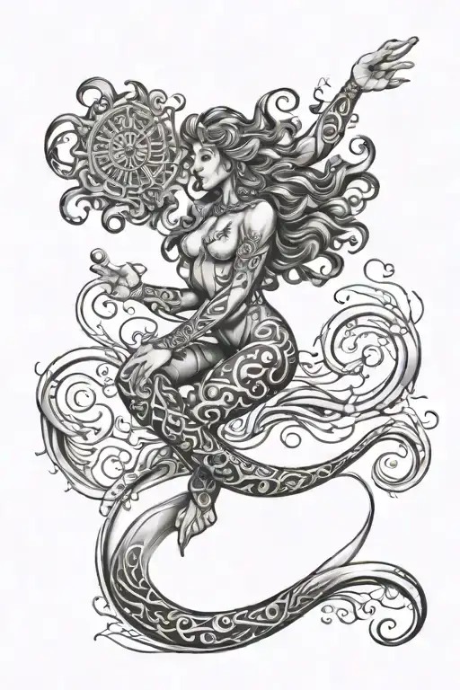 Aquarius Zodiac Sign Tattoo