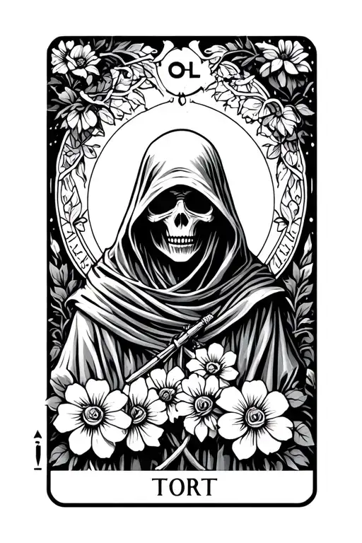 Grim Reaper With Flowers Tarot Card