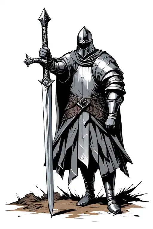 Templar Knight Holding Sword