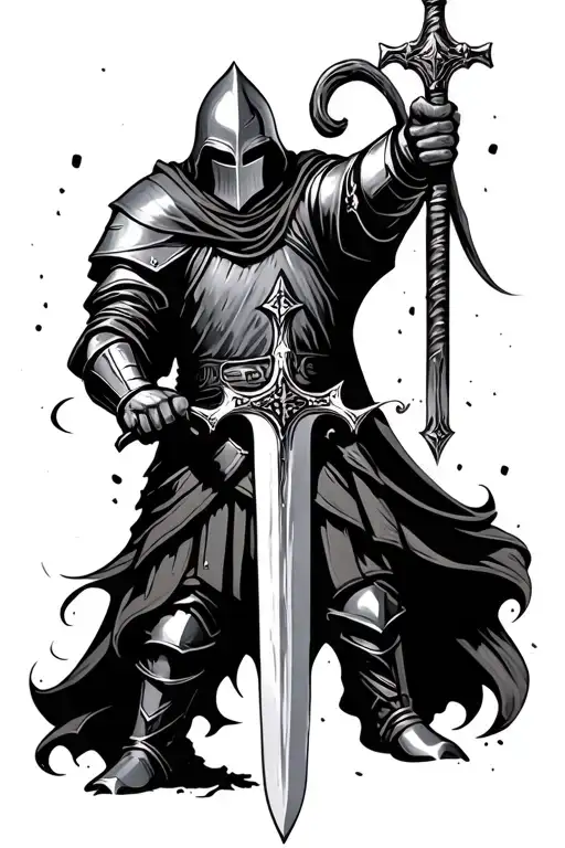Templar Knight Holding Sword Up