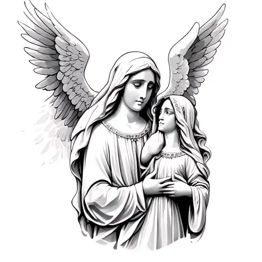 God And The Virgin Mary And An Angel