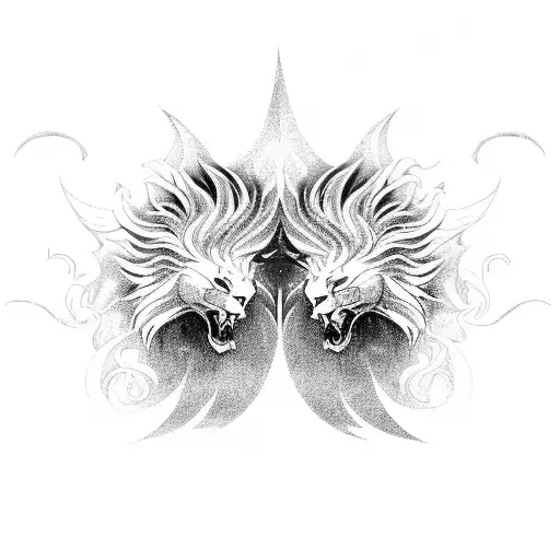 A Mythical Phoenix And Lion Engaged In An Epic Battle From Ancient History