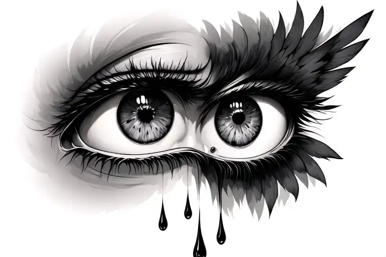 Fallen Angel Eyes With Tear Drop Falling