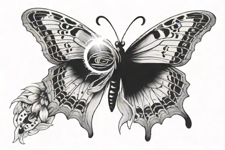 Butterfly With The Sun Peeking Over The Butterfly's Wings