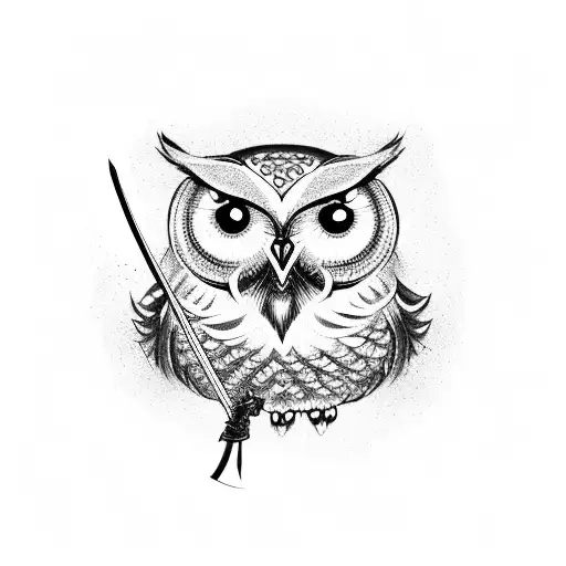 Owl With Katana Sword