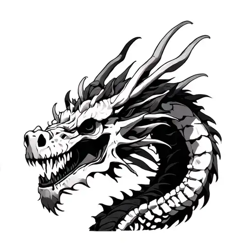 Black Japanese Dragon Skeleton